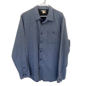 Carbon2Cobalt Men's Button Down Shirt Birds Eye Print Chambray Blue Size XL